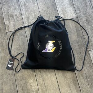 BOSS Lakers NBA Black Drawstring Gym Bag NWT